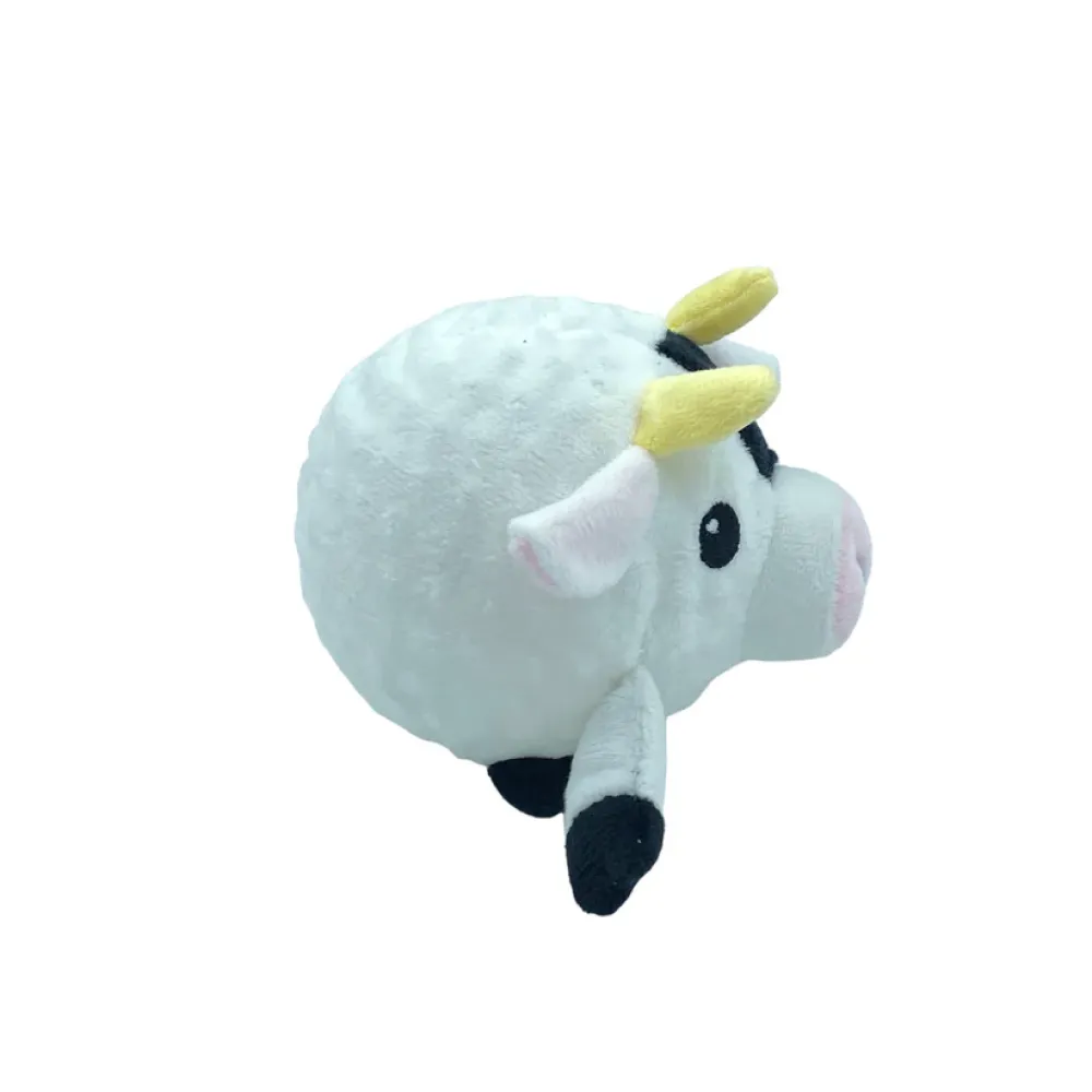 Talking Dog Club Cow Happy Bouncer Plush Ball Toy for Dogs (White)