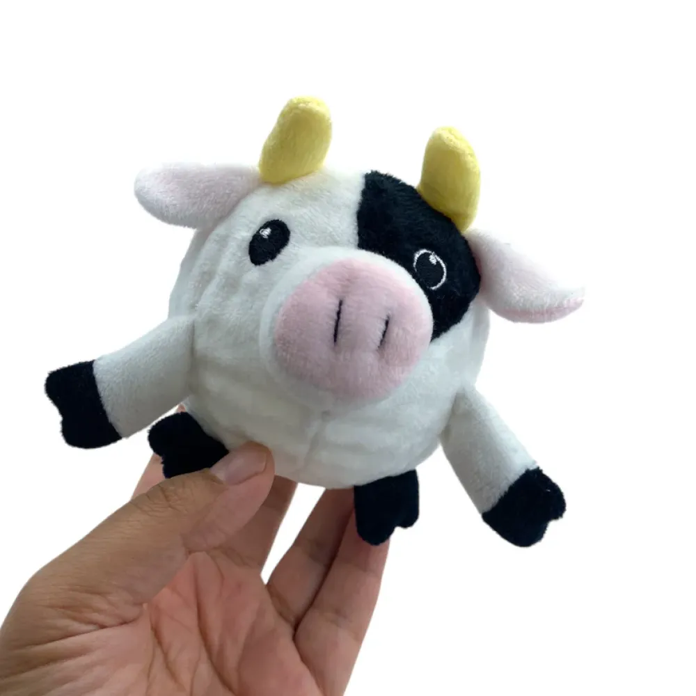 Talking Dog Club Cow Happy Bouncer Plush Ball Toy for Dogs (White)