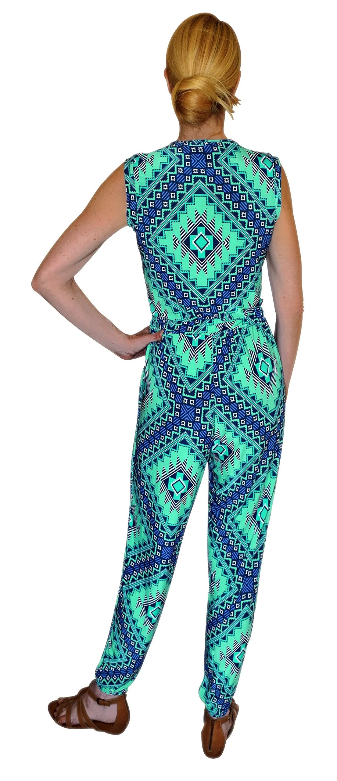 Tribal Geometric Sleeveless Party Wear Romper Jumpsuit Pants