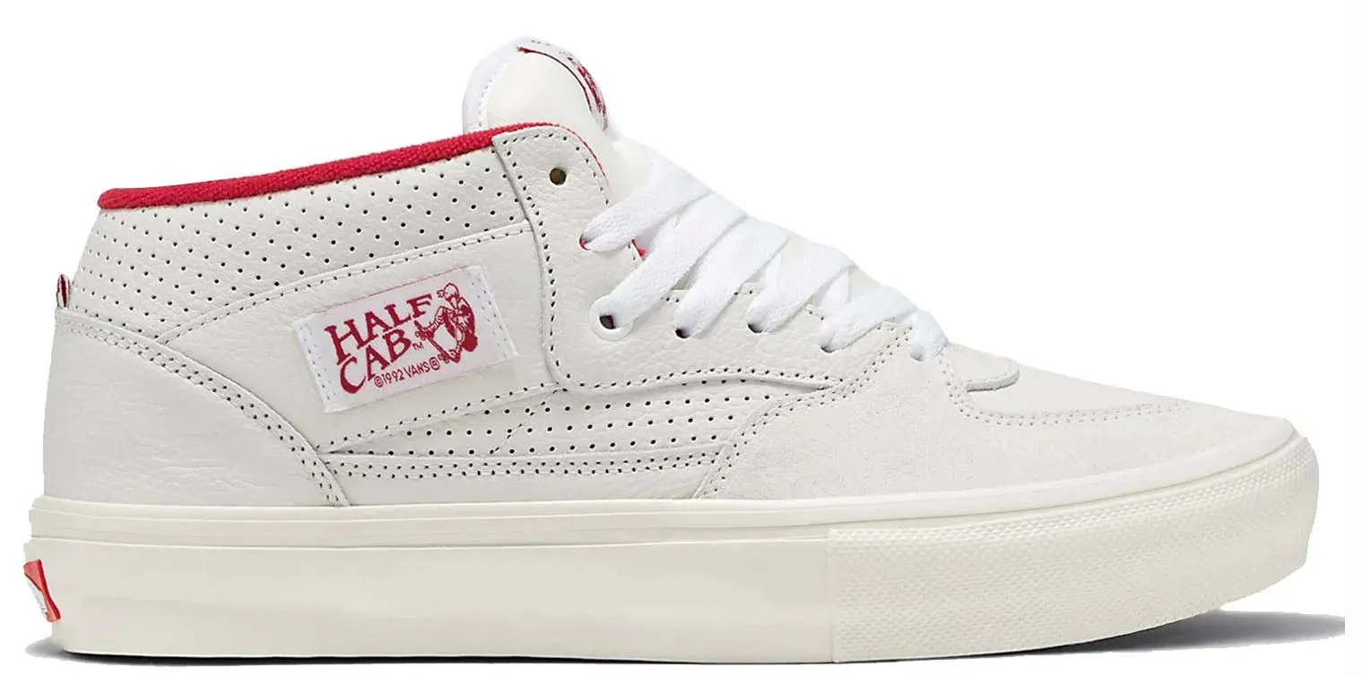 Vans - Skate Half Cab Shoes | White Red (Vintage Sport)