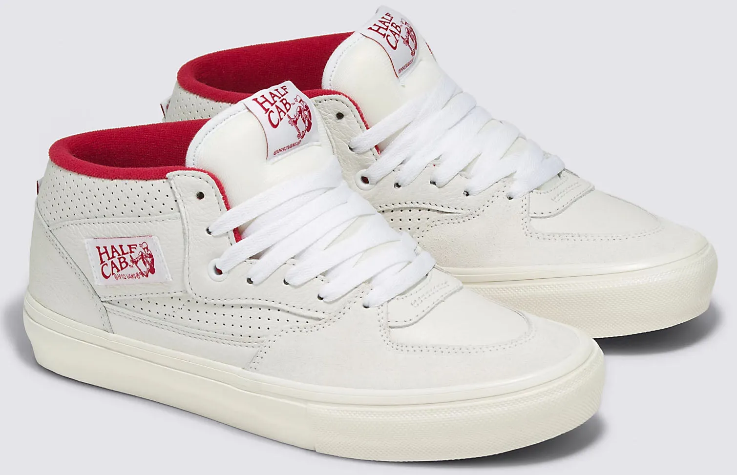 Vans - Skate Half Cab Shoes | White Red (Vintage Sport)