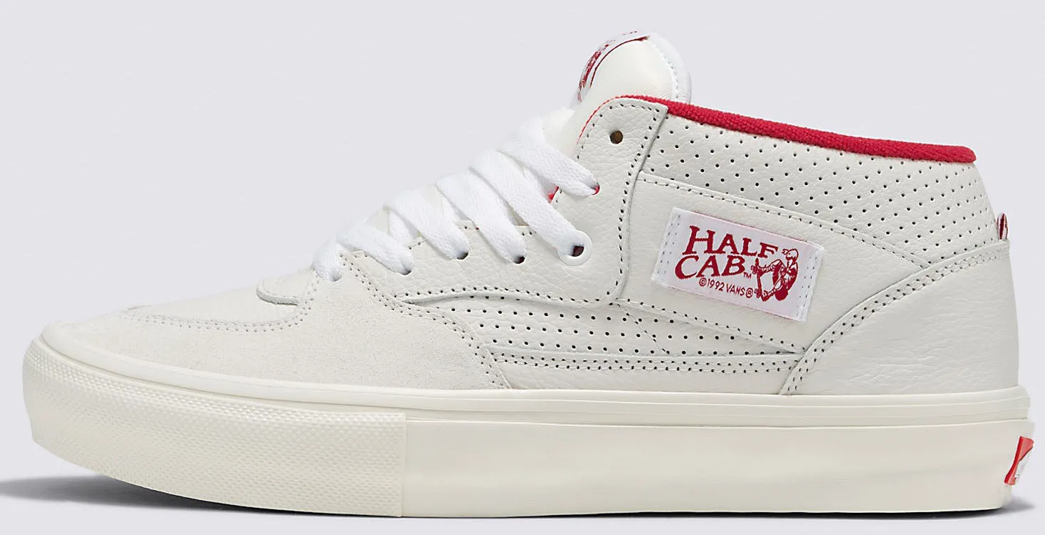 Vans - Skate Half Cab Shoes | White Red (Vintage Sport)