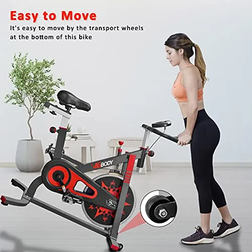 VIGBODY Exercise Bike Indoor Cycling Bicycle Stationary Bikes Cardio Workout Machine Upright Bike Belt Drive Home Gym