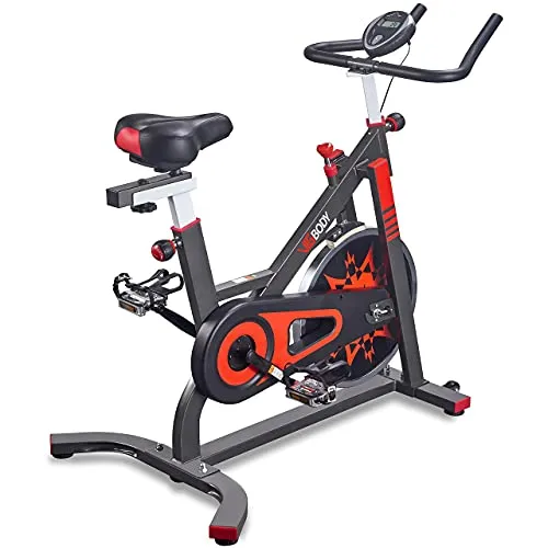 VIGBODY Exercise Bike Indoor Cycling Bicycle Stationary Bikes Cardio Workout Machine Upright Bike Belt Drive Home Gym