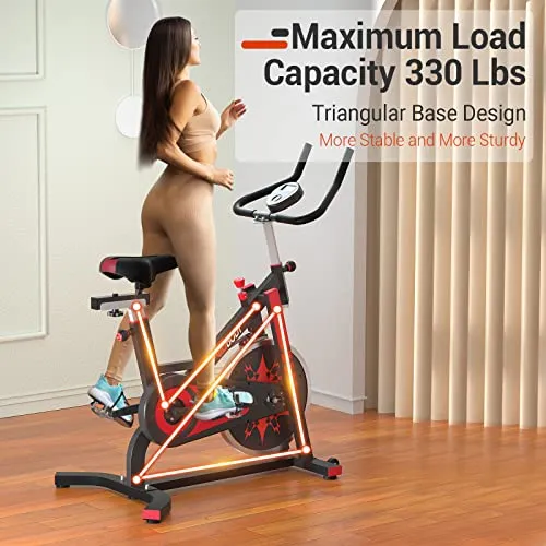 VIGBODY Exercise Bike Indoor Cycling Bicycle Stationary Bikes Cardio Workout Machine Upright Bike Belt Drive Home Gym