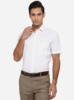 White & Black Printed Regular Fit Formal Shirt | JadeBlue