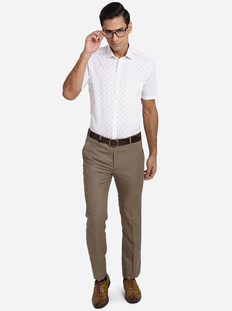 White & Black Printed Regular Fit Formal Shirt | JadeBlue