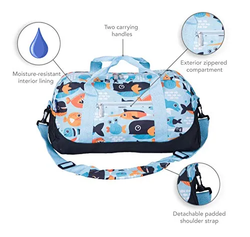 Wildkin Kids Overnighter Duffel Bags for Boys & Girls, Measures 18 x 9 x 9 Inches Duffel Bag for Kids, Carry-On Size & Ideal for School Practice or Overnight Travel, BPA-free (Big Fish)