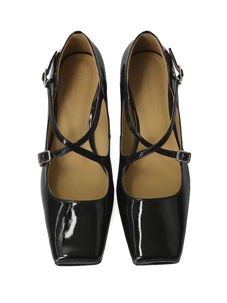 Women's Solid Color Mary Jane Square Toe Leather Boho Shoes
