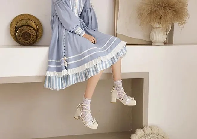 Yana~Chinese Style Yana~Plus size Qi Lolita Shoes Bow Pearl Lolita Sandal