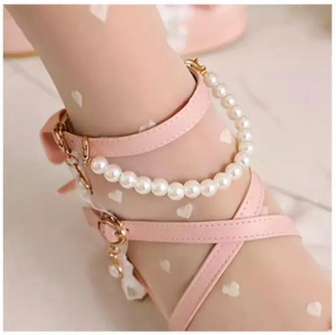Yana~Chinese Style Yana~Plus size Qi Lolita Shoes Bow Pearl Lolita Sandal
